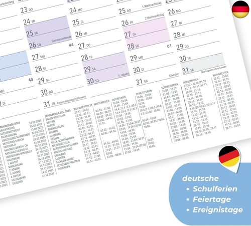 heaven+paper Jahresplaner 2025 A1 Wandkalender 2025 groß (+ 80x60cm) gefaltet - Bild 7 von 9