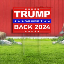 MAXDUCK Trump 2024 Decorative Signage 14" x 11" Plastic Yard Sign with Stakes...