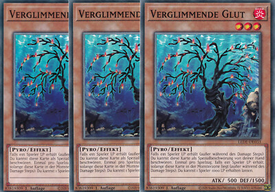 Yugioh LEDE-DE033 Verglimmende Glut   Playset (3x)