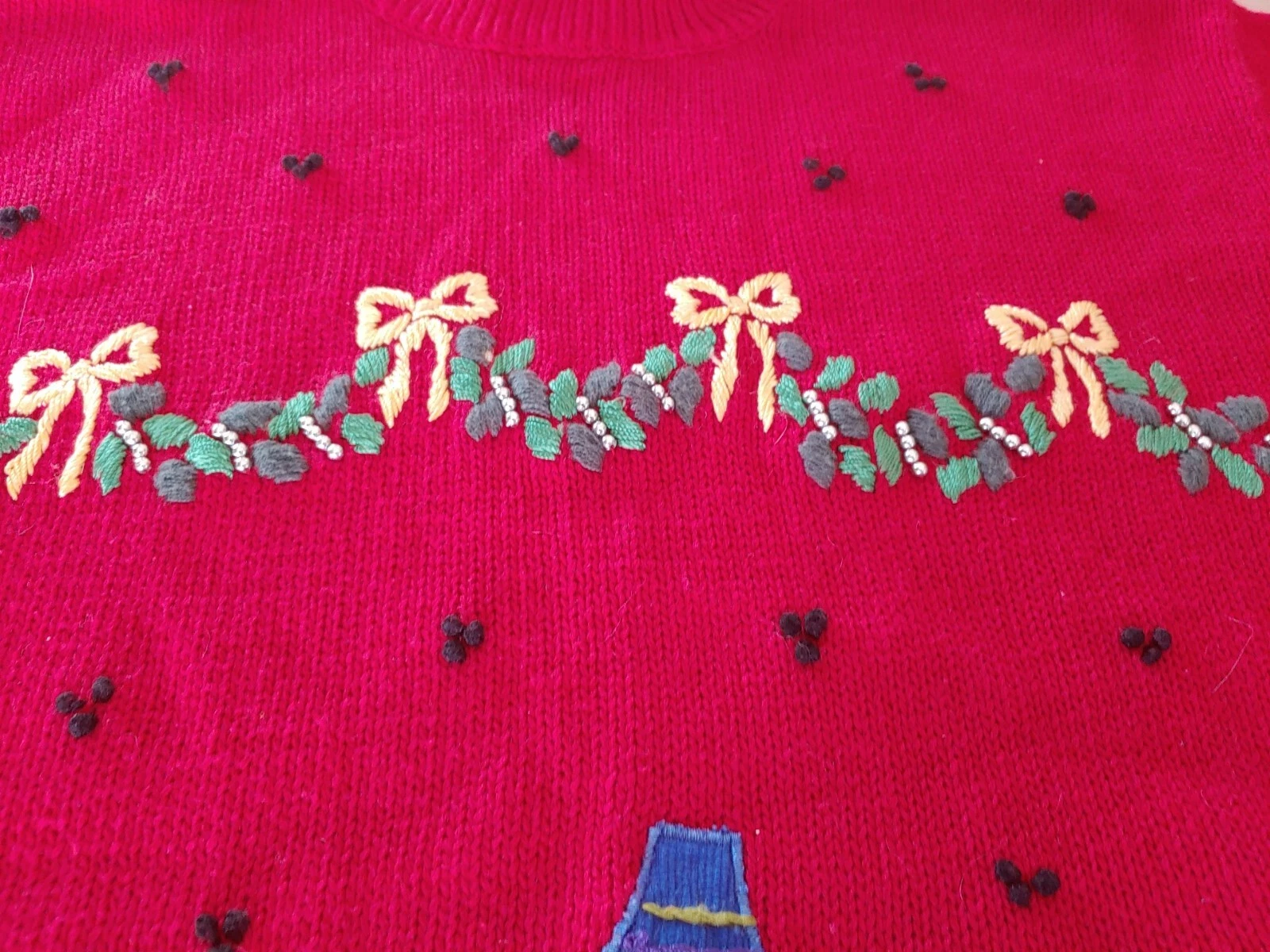 Vintage 3d Christmas Sweater Ugly Mock Turtleneck Pullover Gift Tree Train M