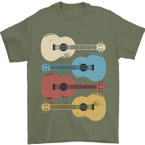 Heren t-shirt met vier ukulele gitaren motief van katoen_voghion.com
