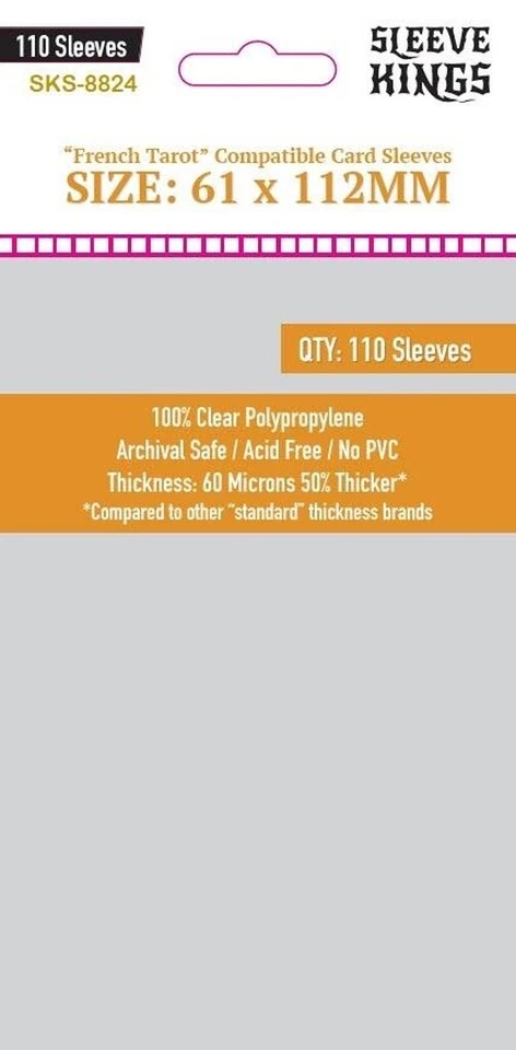 Sleeve Kings Standard "French Tarot" Card Sleeves (61x112mm) - 110 Pack SKS8824