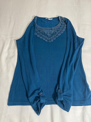 Beta's Choice Women's Turquoise Long Sleeve Shirt Top Measured Chest 34''