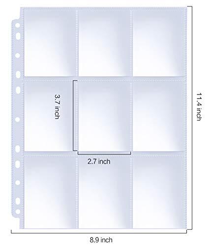 9 pocket card sleeves 100 pack HERKKA Trading Sleeve Pages, Album Pages 11 Holes Fit 3 Ring Binder : Toys & Games For sealed box orders (100 count) Yeeclot Card Sleeve, Baseball Card