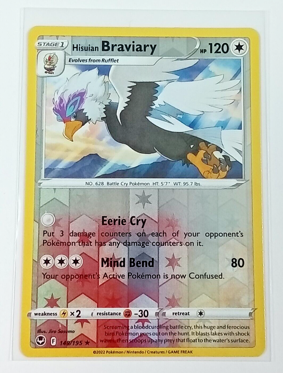 Hisuian Braviary 149/195 Silver Tempest Reverse Holo Rare Pokmon Card 2022