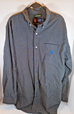 Chaps Shirt Mens Size LG Long Sleeve Navy Check Button Down Casual