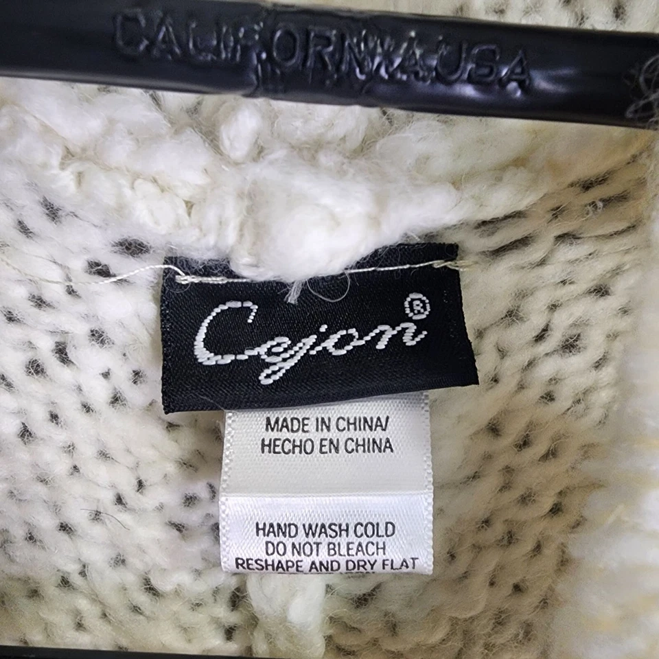 Poncho para mujer Cejón tejido blanco con capucha suéter flecos dobladillo mezcla de lana talla única Foto 3 de 4