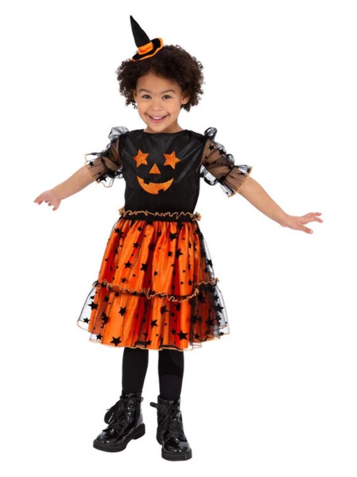 Calabaza Disfraz Niña Halloween Disfraz Edad 1-9 Niños - Imagen 2 de 2