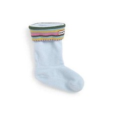 HUNTER Kids FLEECE WELLY SOCKS BABY BLUE STRIPE CUFF BOOT LINERS XS 11-13