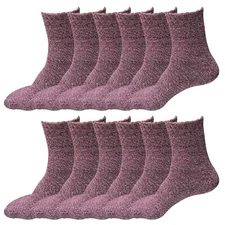 Lot 1 - 12 Womens Soft Winter Wool Thick Knit Thermal Warm Crew Cozy Boot Socks