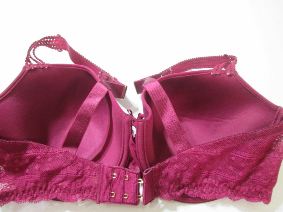 Chantelle Bra Size 34DD Burgundy Underwired Lined Adjustable Strap Lace Lingerie - Image 2 of 4
