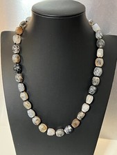 Achat Spiderweb Netz Achat Nugget Kette Collier 9x11  mm 50 cm