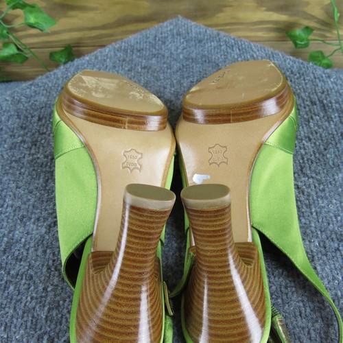 Bomba sintética Via Spiga para mujer Peep Toe Slingback verde 9,5 ligeramente usada 2025 - Imagen 6 de 7