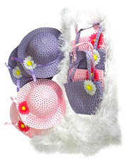 Girls Tea Party Hats Purses Boas Dress Up Play Set of 4 Sun Hats Costume GIFT B