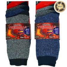 6 Pairs Mens Winter Thermal Heavy Duty Heated Warm Crew Boots Socks Size 9-13
