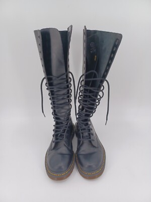 Doc Martens Black Knee High 20 Eye Lace Up Boots 9663 Size 7 | eBay