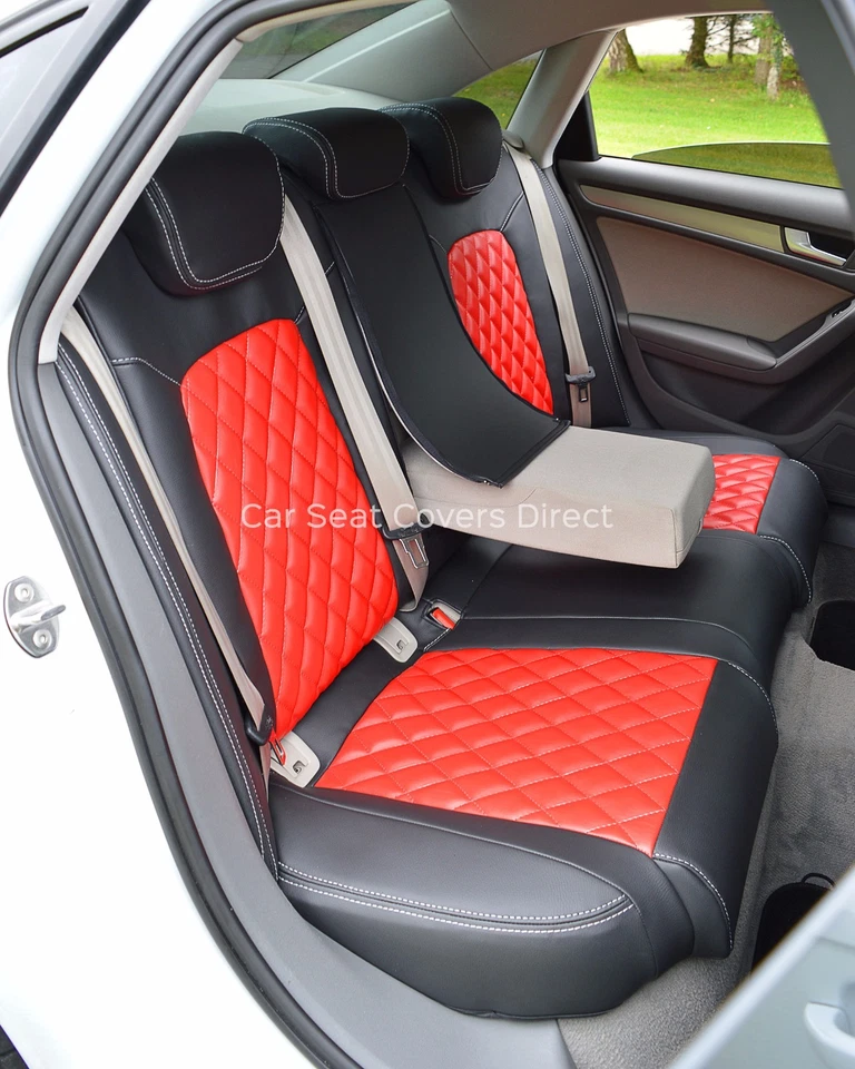 FUNDAS DE ASIENTO A MEDIDA AUDI A4 B8 DIAMANTES ROJOS Y NEGROS Hechas a Mano en Reino Unido Foto 4 de 4