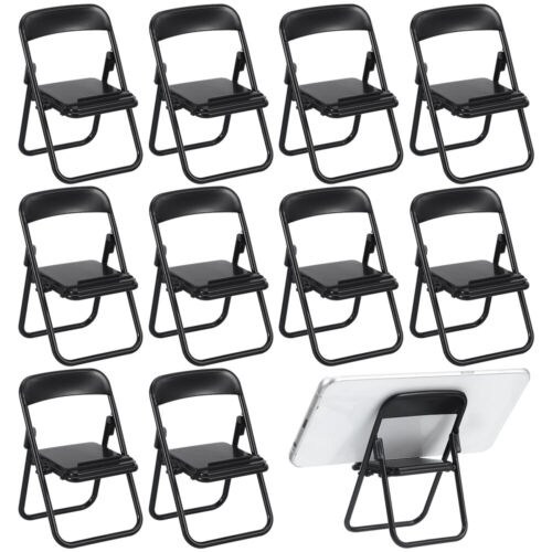  12 sztuk Składane krzesło Plastik Dekoracja domu Domek dla lalek Miniatury Uchwyt na telefon - Zdjęcie 1 z 12