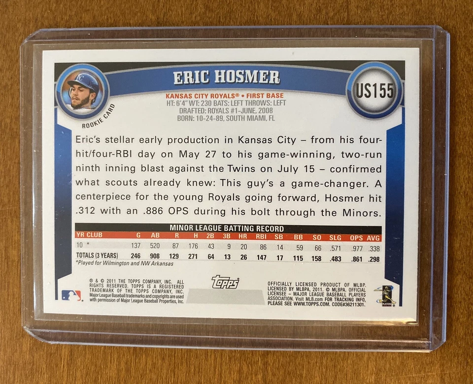 Eric Hosmer 2011 Topps Update Rookie #US155 Diamond Anniversary - Cognac 📈📈 - Image 2 of 2