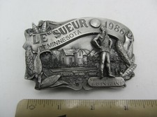 Vintage 1986 Le Sueur Minnesota Valley of The Jolly Green Giant Belt Buckle