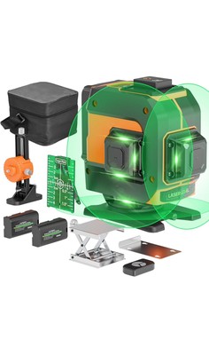 TGBOX 12 Lines Laser Level 360 Self Leveling for Construction  3x360° 3D Green
