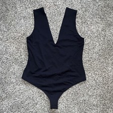 Free People Intimately FP Keep It Sleek Bodysuit Black V Neck Sleeveless Top L