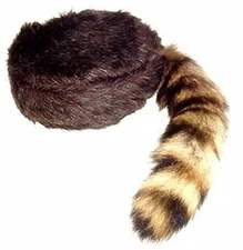 Davy Crockett / Daniel Boon Coon Skin Hat With Real Coon Tail Multi Sizes