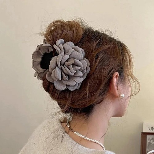16 Colors Sweat Medium Size Cotton Fabric Rose Flower Hair Claw Clips for Women - Picture 23 of 40
