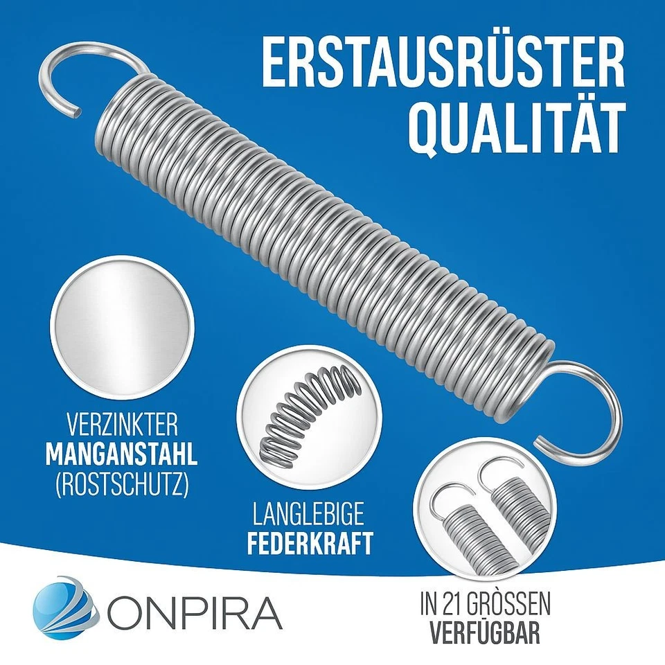 Onpira® 2x Universal Garagentor Feder in 21 Größen verzinkt Garagentorfedern - Bild 4 von 4
