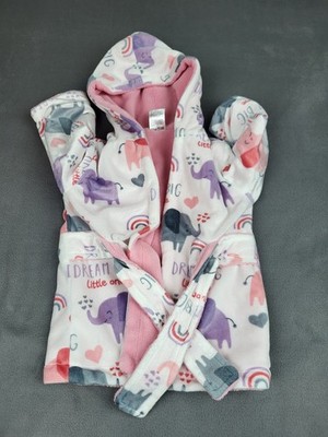 Dream Big Little Co. Robe Baby 8 12Mo. White Pink Lightweight Twist Tie Hoodie