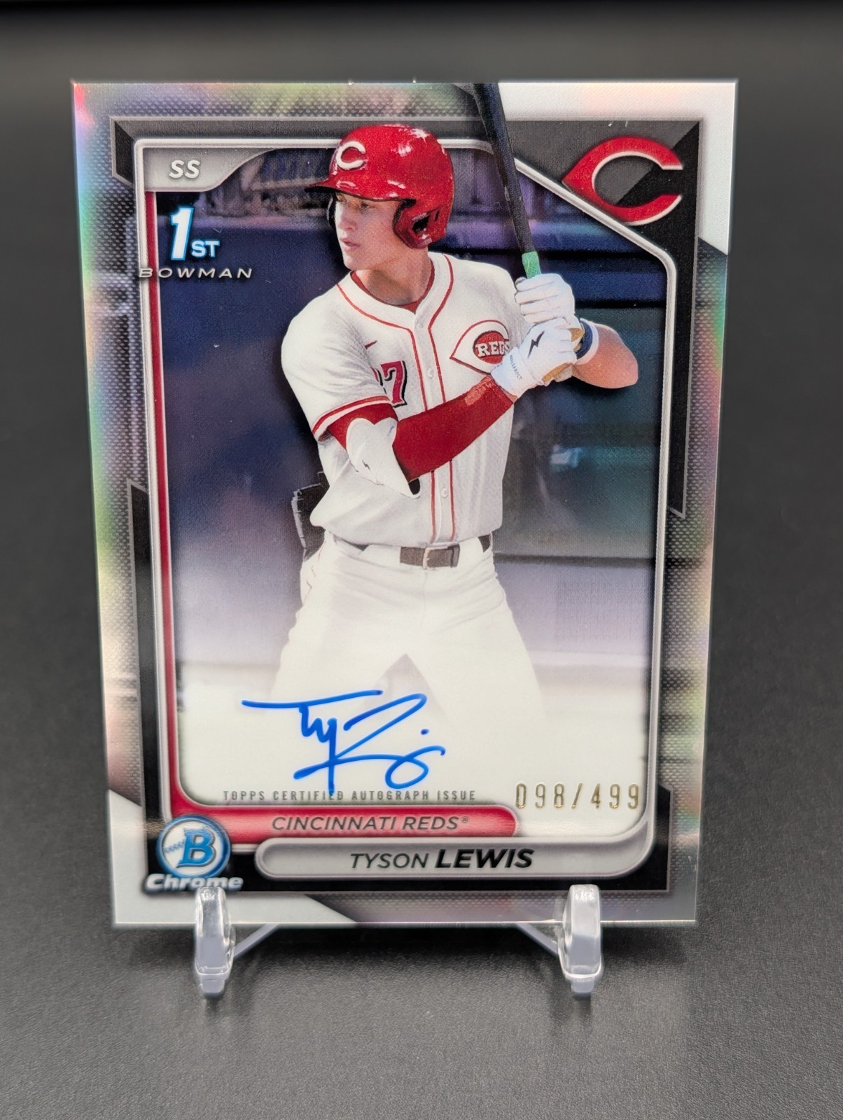 2024 Bowman Draft Tyson Lewis 1st Chrome Refractor Auto/499 #CPA-TL CIN Reds
