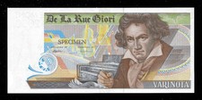 Testnote DE LA RUE GIORI, Beethoven ERROR Doppeldruck R&uuml;ckseite, UNC