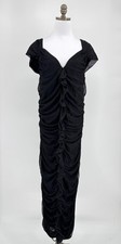St. John Caviar Black Ruched Sweetheart Neck Long Straight Dress Sz 16 NEW