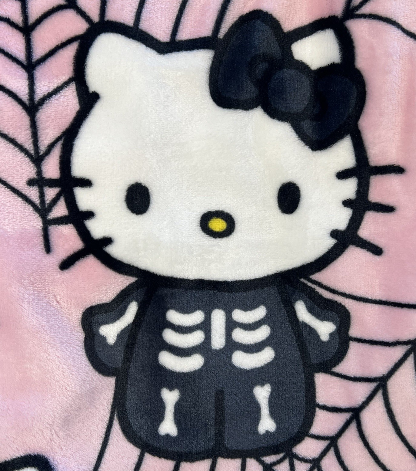 Hello Kitty Skeleton Spiderweb Halloween Plush Throw Blanket 50x70 Pink Black🕷️