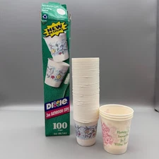 Vintage 1990s Dixie Cups Movie Prop Floral and Quotes 72 total with original Box