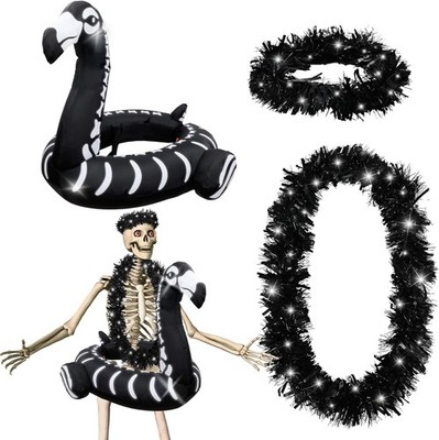 4 Pcs 12 ft Skeleton Costumes Set Includes Inflatable Flamingo Halloween