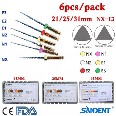 6Pc/Kit Dental Endodontic Gold Taper NITI Rotary Files Engine Use Endo File
