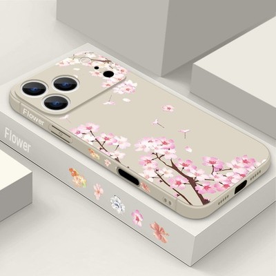 Pfirsichblüte Hülle für iPhone 17 Pro Max Air 16 15 14 13 Flüssige Silikon Case