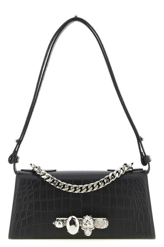 MCQUEEN Black Textured Leather Shoulder Bag New & Authentic