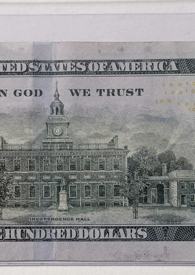 US One Hundred Dollars, 2017-A, $100 Bill, Birthday Serial Number, Ink Error - Image 3 of 3