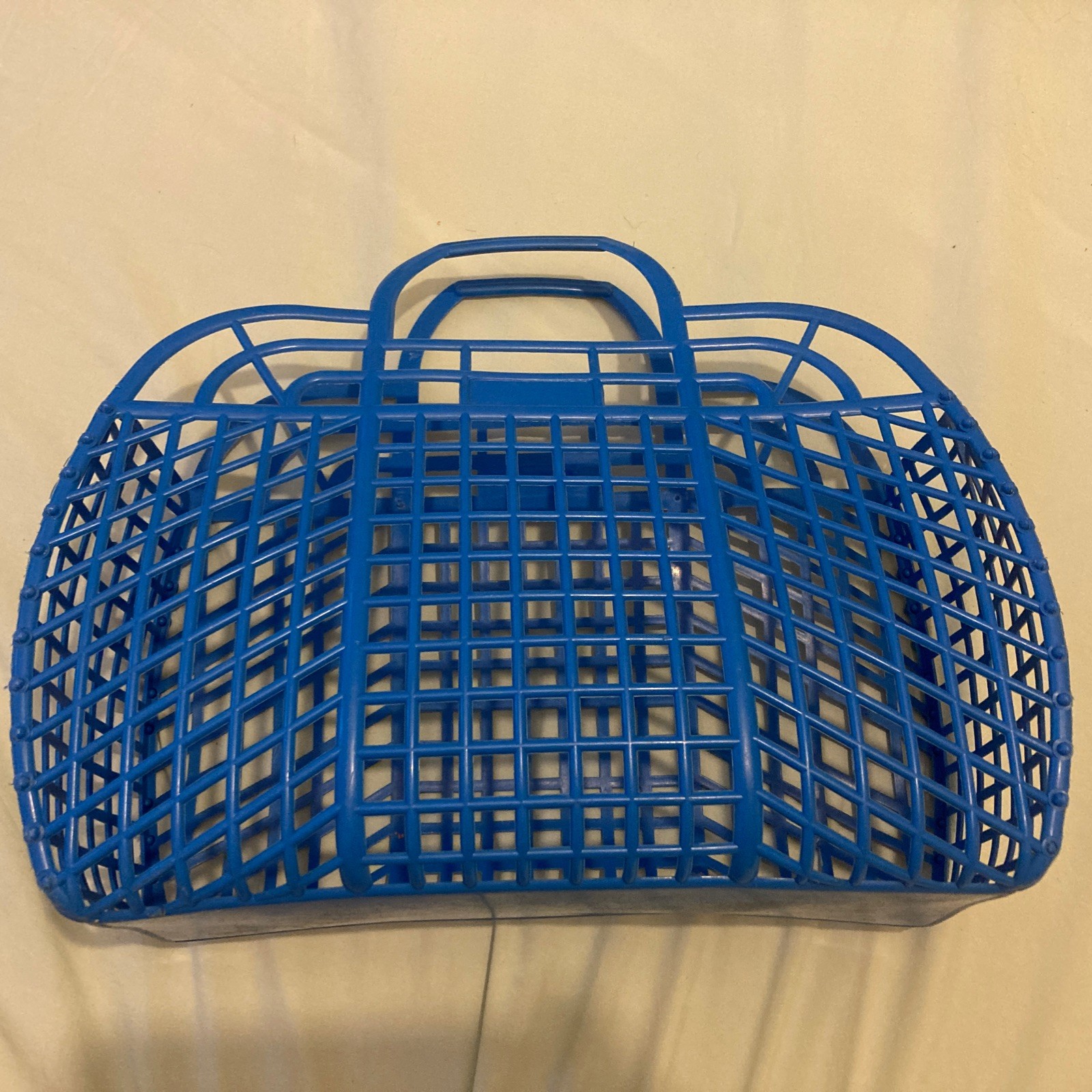 Bolso de mano vintage de plástico azul gelatina cesta bolsa de playa reutilizable