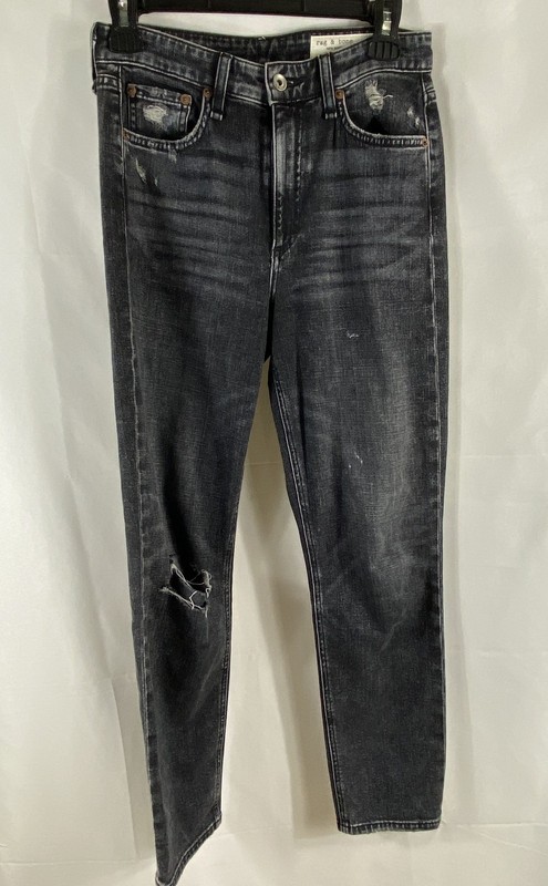 Rag & Bone Women's Black Distressed Abbots Wash Denim Jeans Size 26