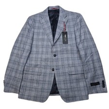 Tommy Hilfiger Plaid Sport Coat Mens 36S Light Blue Blazer Jacket FLEX 295 NEW