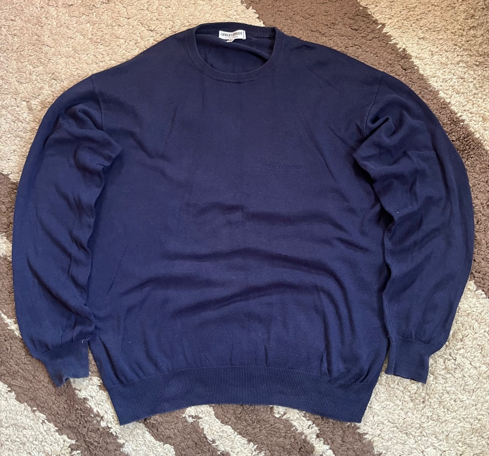 Giorgio Armani Collezioni Navy Fine Knit Jumper Pullover Menswear