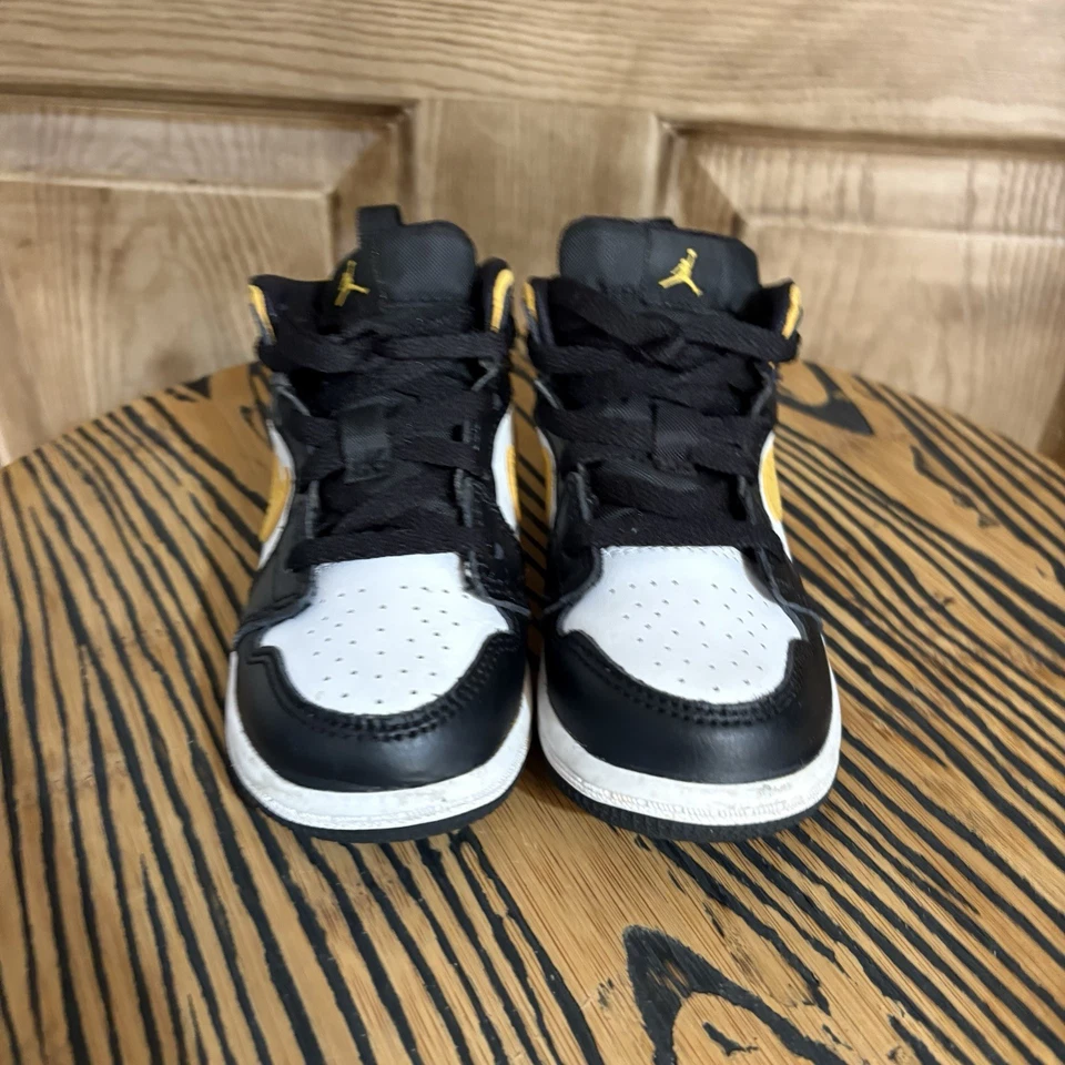 Nike AF1 Air Force 1 Mid Toddler 7c Black University Gold Yellow Black White - Image 3 of 4