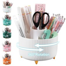 Pencil Holder For Desk,5 Slots 360 Degree Rotating Desk Organizers And ,Deskt...