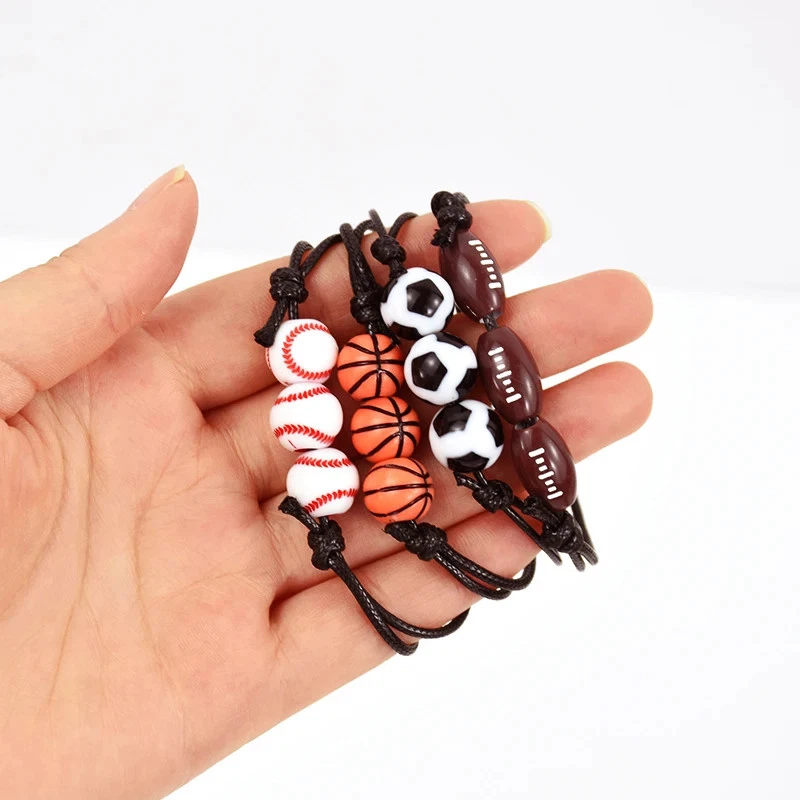 Bracelets Kids Party 10/20pcs Sports Theme Football Baseball Basketball Beads - Image 4 of 4