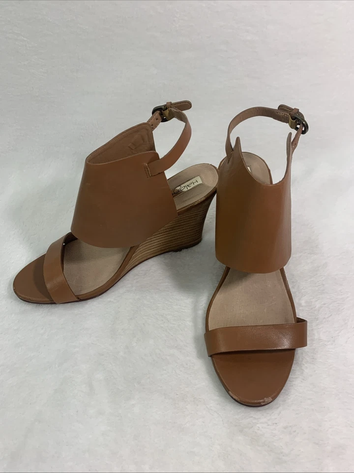 Halogen Womans Shoes Brown 3.5 in Wedge Heels Leather with Straps Size 8 M - Image 2 of 4