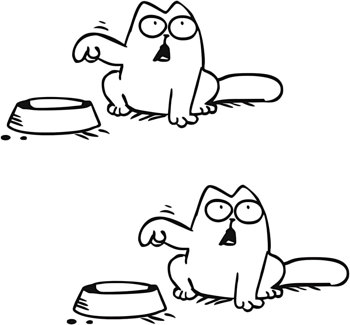 2PCS Simon Cat Car Fuel Cap Sticker Decal, Vinyl Weatherproof Auto Bumper Left