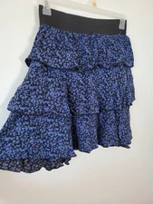 Vintage Jody California Tiered Skirt Blue Ditsy Floral Y2K 90s Cottage Fairycore